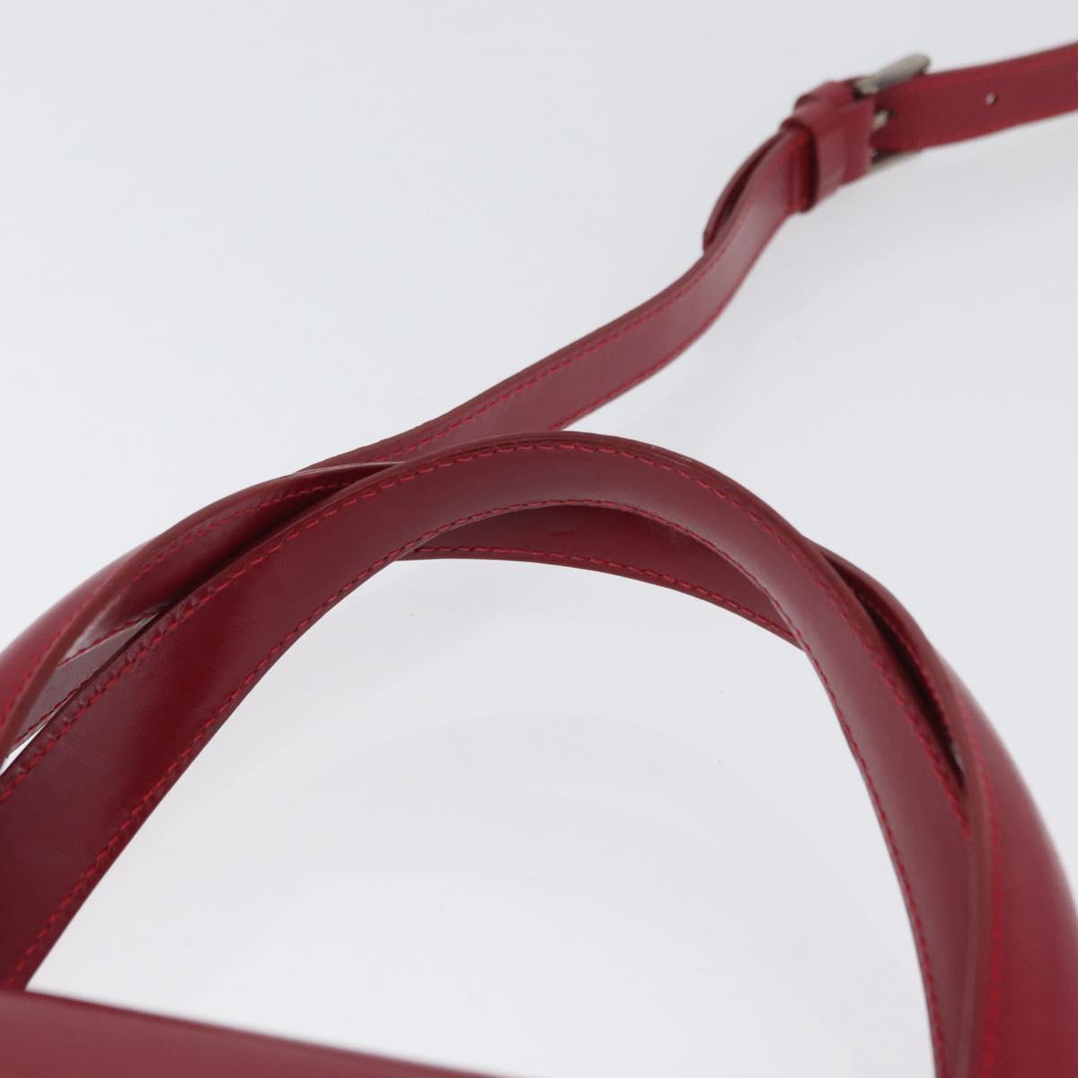 BVLGARI Hand Bag Leather 2way Red Silver Auth 173889A