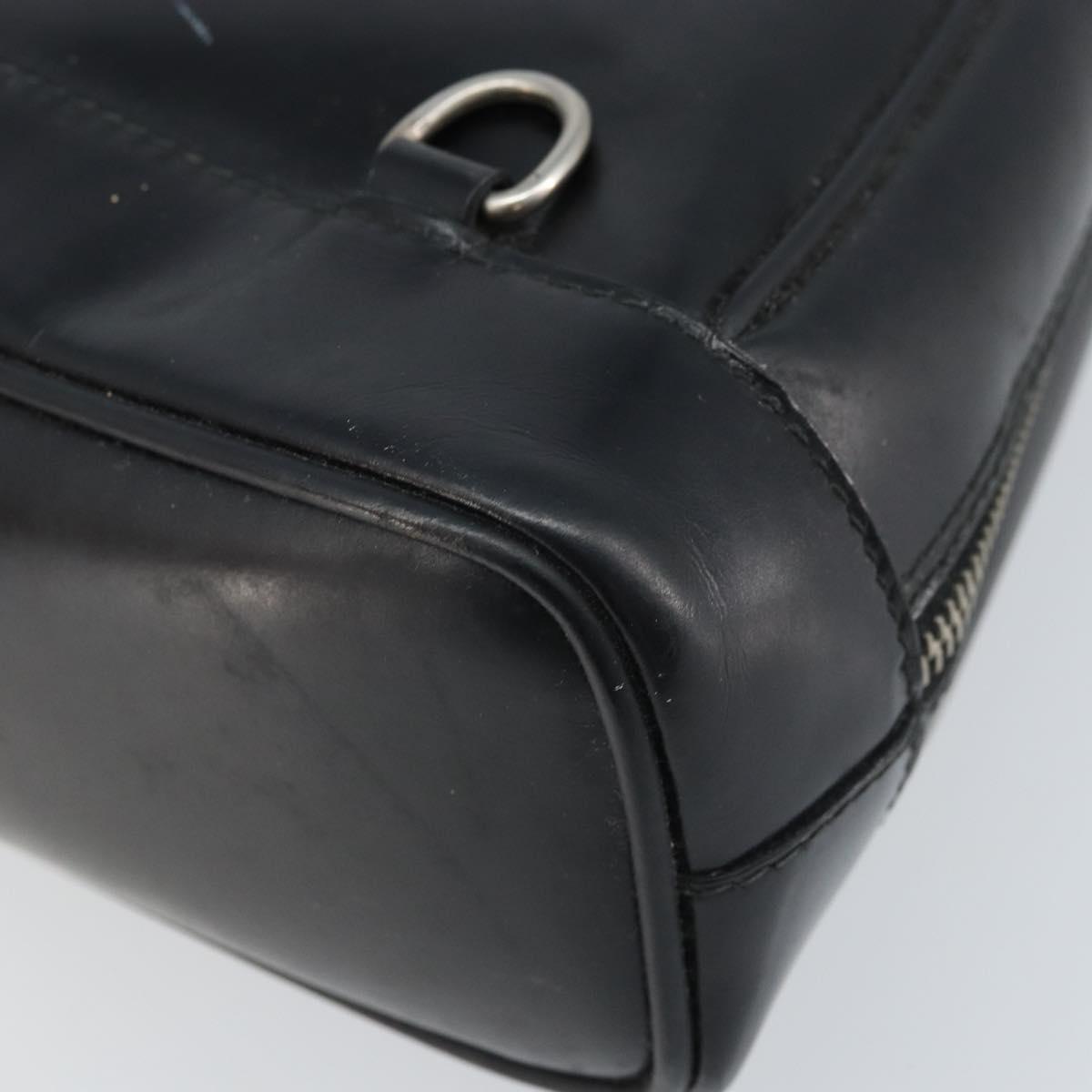 GUCCI Bamboo Shoulder Bag Patent leather Black Silver Auth 173890