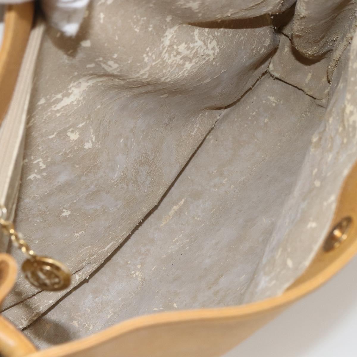GUCCI Tote Bag Leather Beige Gold Auth 173893