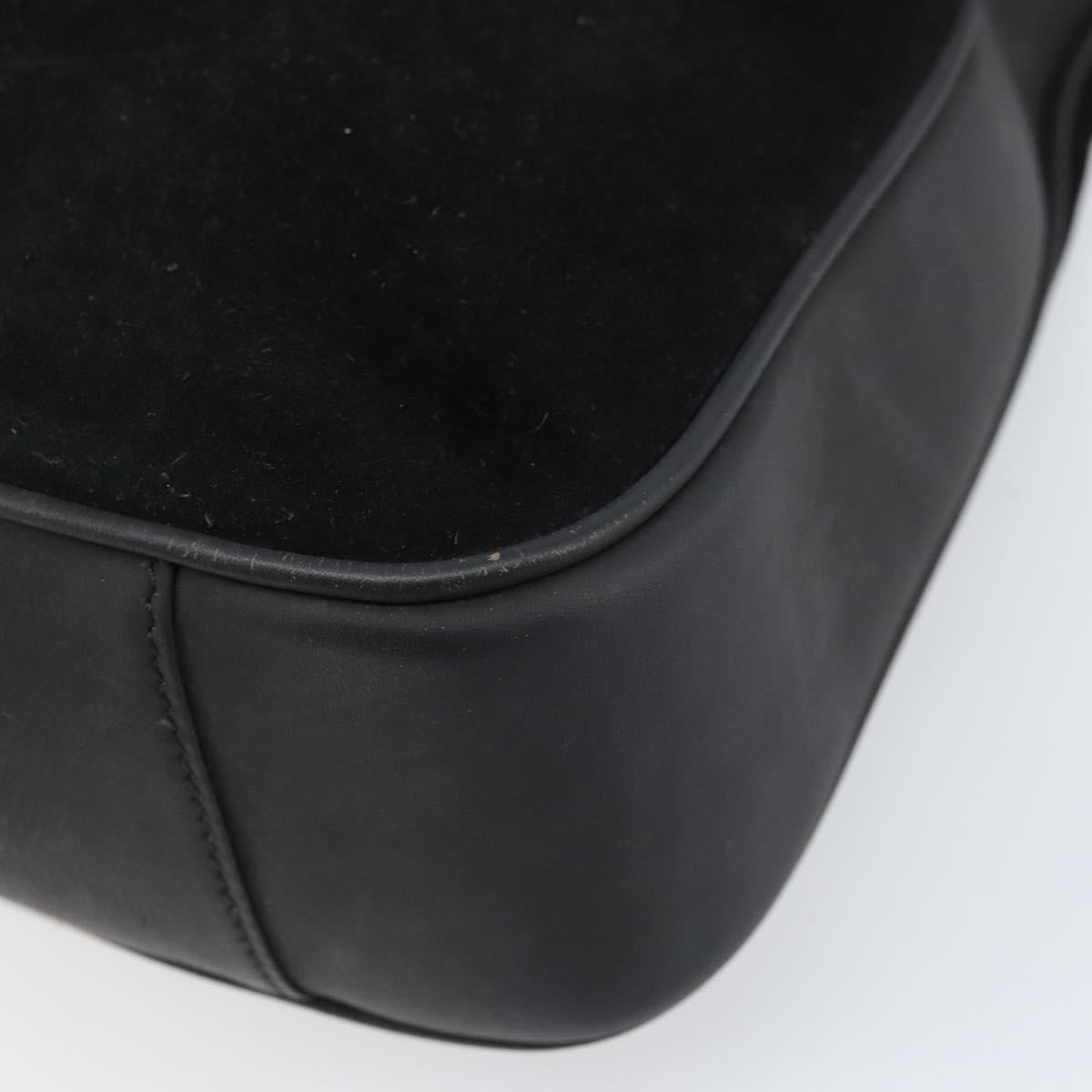 GUCCI Bamboo Hand Bag Suede 2way Black Gold 001 2404 1638 Auth 173894