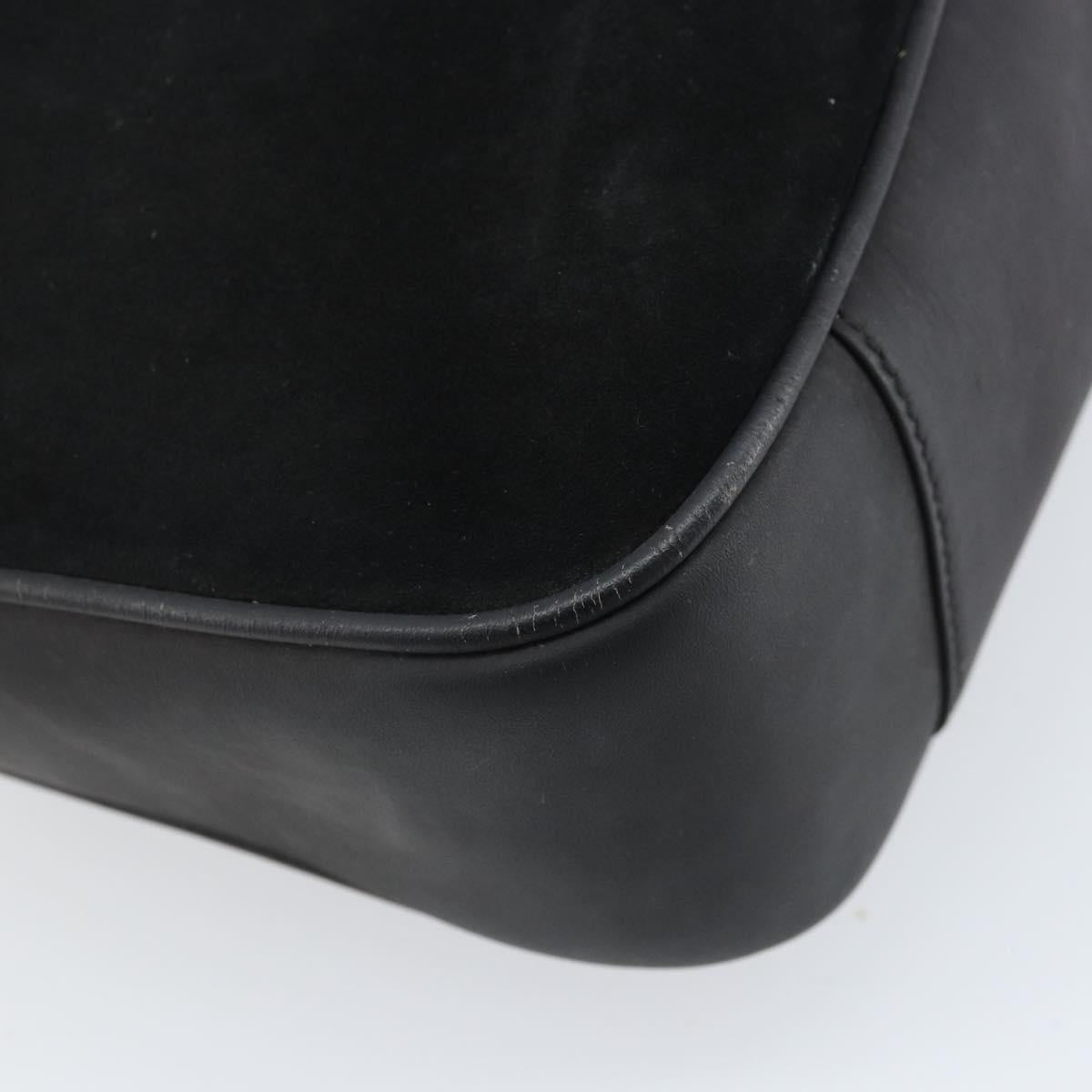 GUCCI Bamboo Hand Bag Suede 2way Black Gold 001 2404 1638 Auth 173894