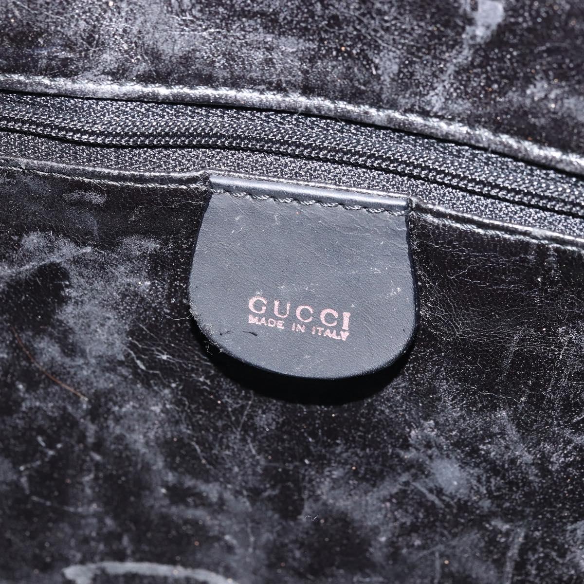 GUCCI Bamboo Hand Bag Suede 2way Black Gold 001 2404 1638 Auth 173894