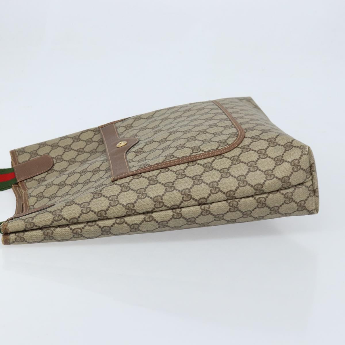 GUCCI GG Supreme Web Sherry Line Tote Bag PVC Beige Gold 40 02 003 Auth 173900
