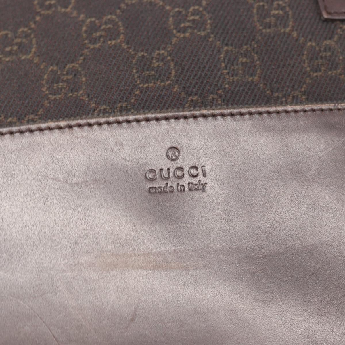 GUCCI GG Canvas Tote Bag Brown Silver 28892 Auth 173901