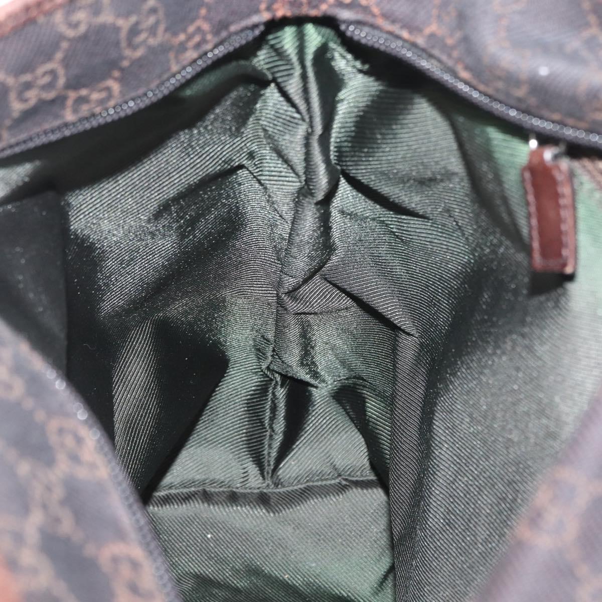 GUCCI GG Canvas Tote Bag Brown Silver 28892 Auth 173901