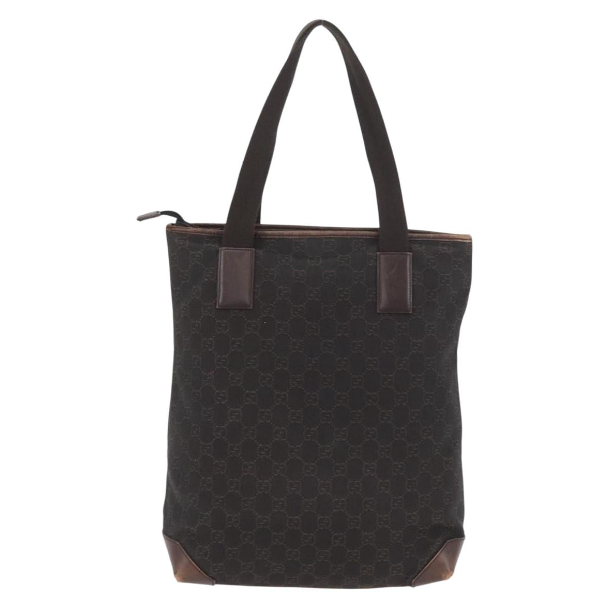GUCCI GG Canvas Tote Bag Brown Silver 28892 Auth 173901