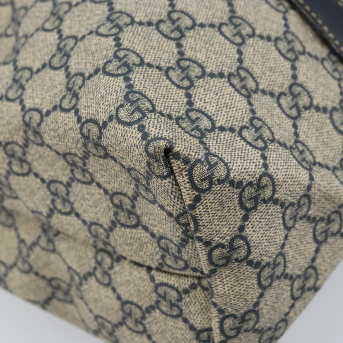 GUCCI GG Supreme Tote Bag PVC Navy Silver 223668 Auth 173902