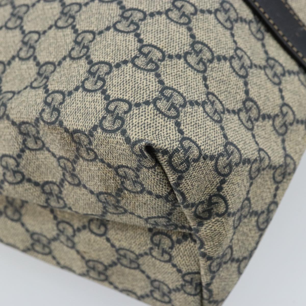 GUCCI GG Supreme Tote Bag PVC Navy Silver 223668 Auth 173902