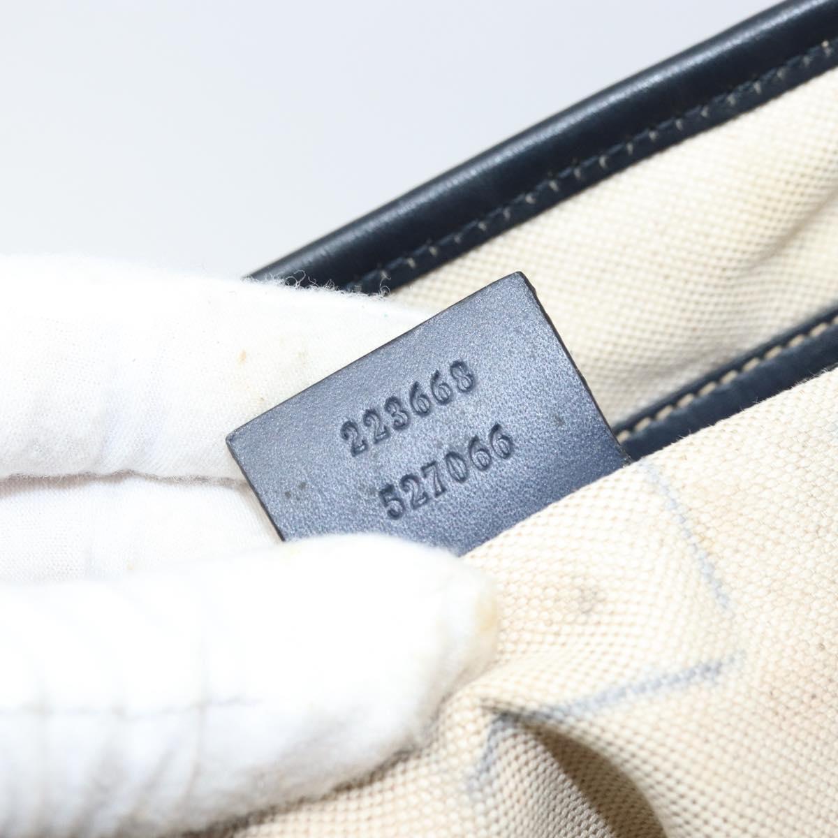 GUCCI GG Supreme Tote Bag PVC Navy Silver 223668 Auth 173902
