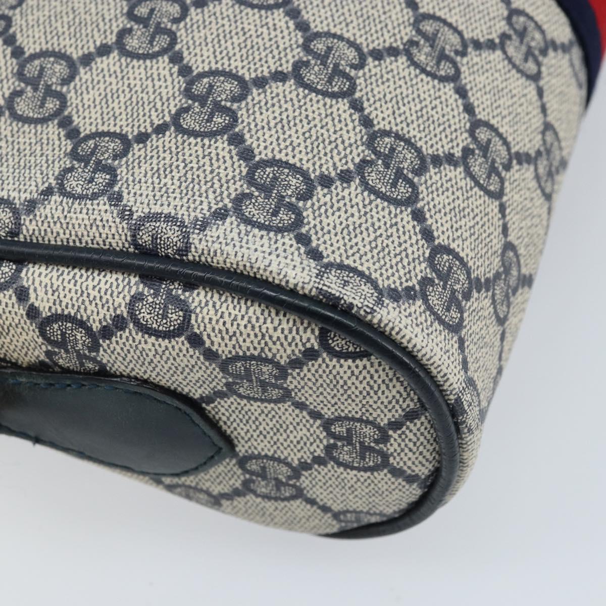 GUCCI GG Supreme Sherry Line Shoulder Bag PVC Navy Gold 56 02 004 Auth 173906