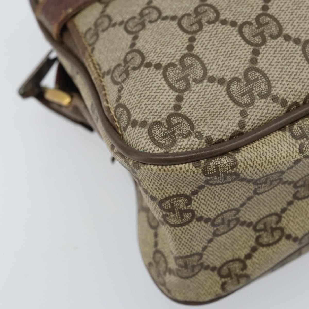 GUCCI GG Supreme Web Sherry Line Bag PVC Beige Gold 93 02 049 Auth 173907