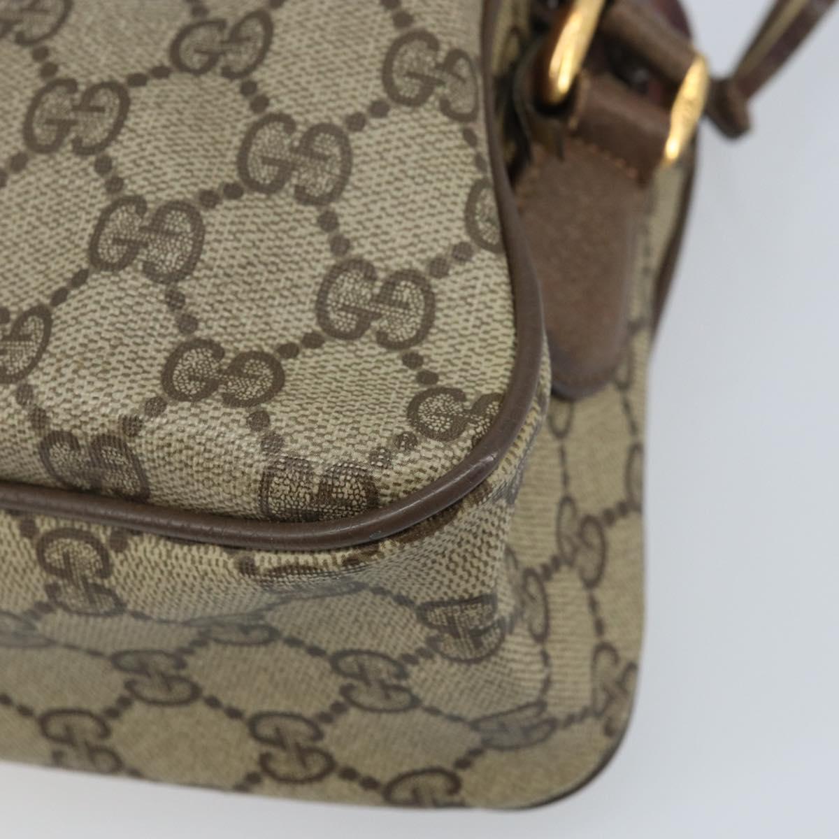 GUCCI GG Supreme Web Sherry Line Bag PVC Beige Gold 93 02 049 Auth 173907
