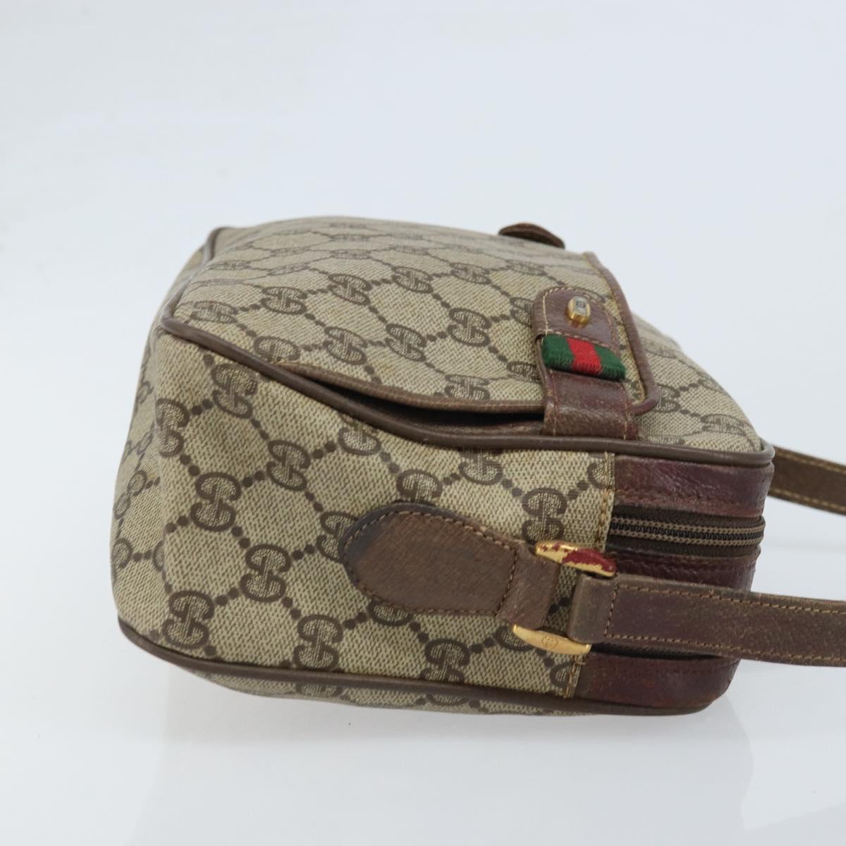 GUCCI GG Supreme Web Sherry Line Bag PVC Beige Gold 93 02 049 Auth 173907