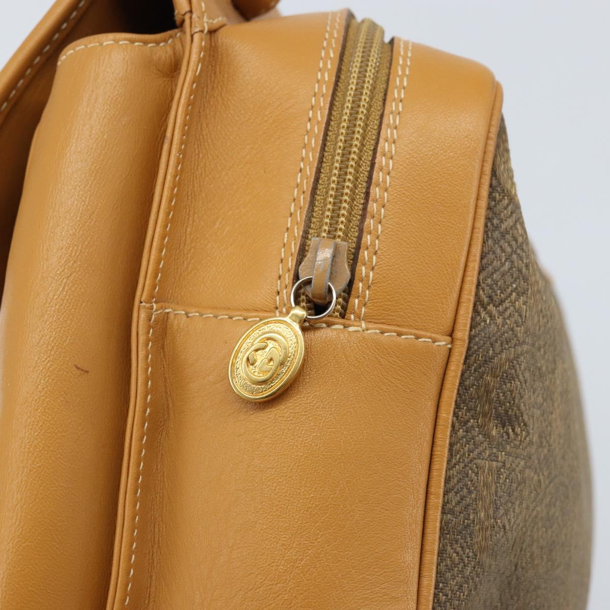 GUCCI Shoulder Bag Canvas Beige Gold Auth 173908