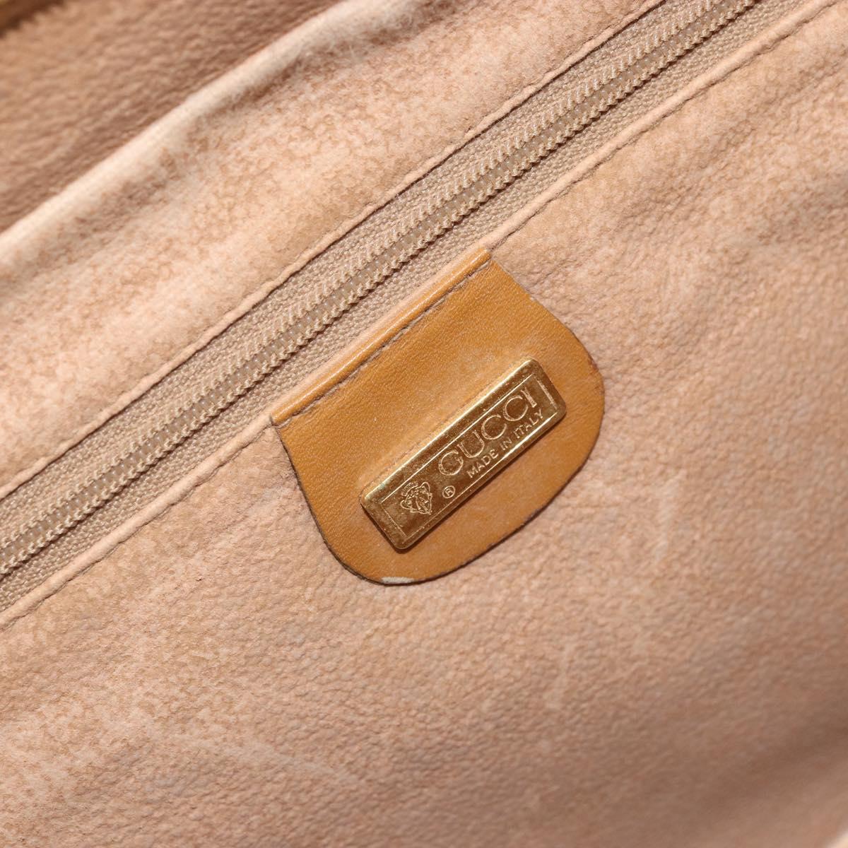 GUCCI Shoulder Bag Canvas Beige Gold Auth 173908
