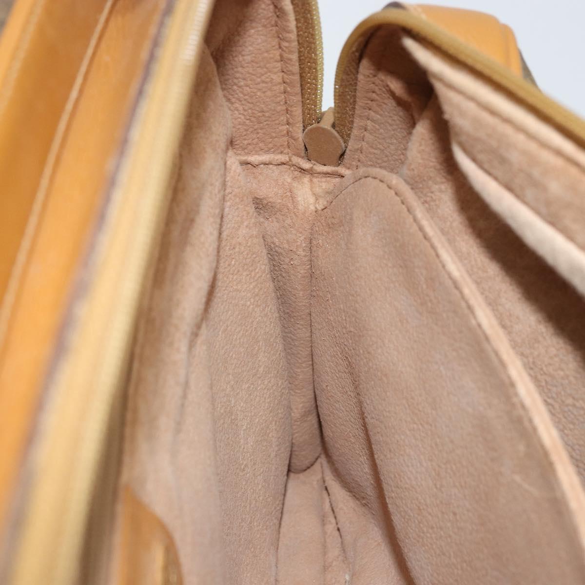 GUCCI Shoulder Bag Canvas Beige Gold Auth 173908