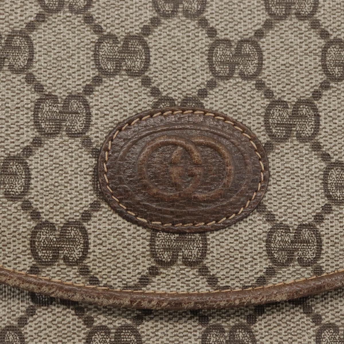 GUCCI GG Supreme Shoulder Bag PVC Beige Gold Auth 173909
