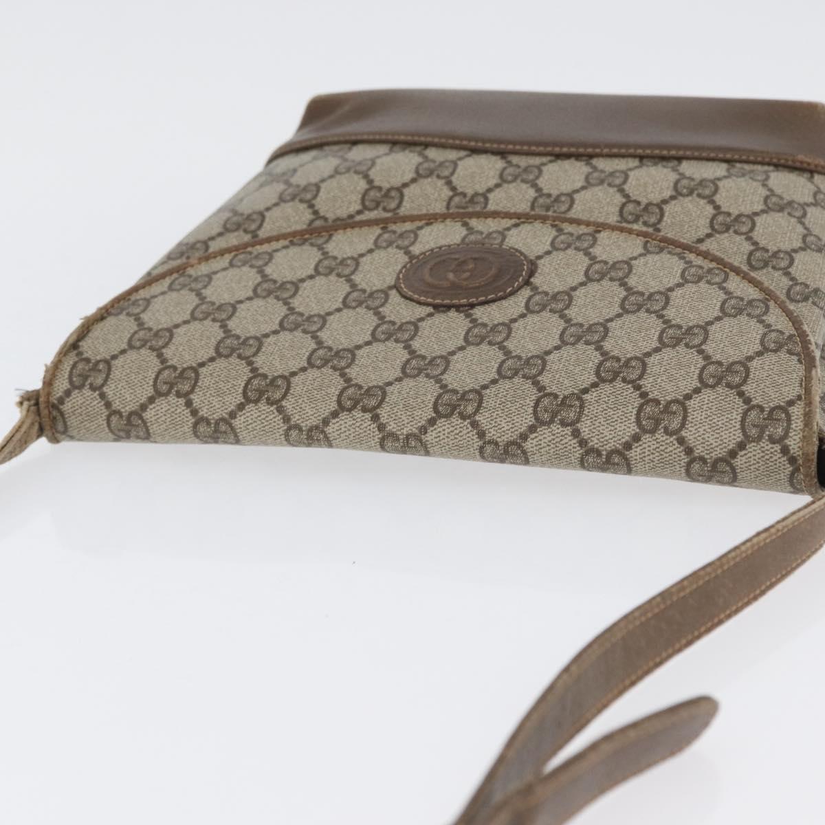 GUCCI GG Supreme Shoulder Bag PVC Beige Gold Auth 173909