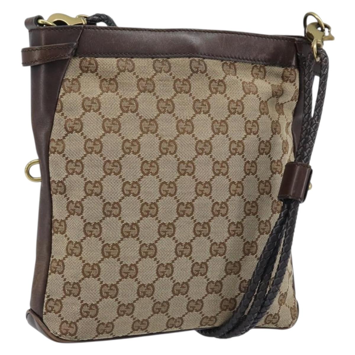 GUCCI GG Canvas Shoulder Bag Beige Gold 109106 Auth 173911
