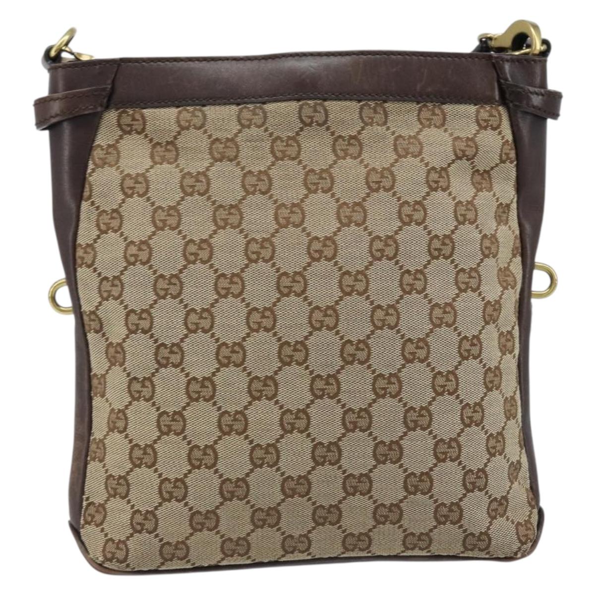 GUCCI GG Canvas Shoulder Bag Beige Gold 109106 Auth 173911