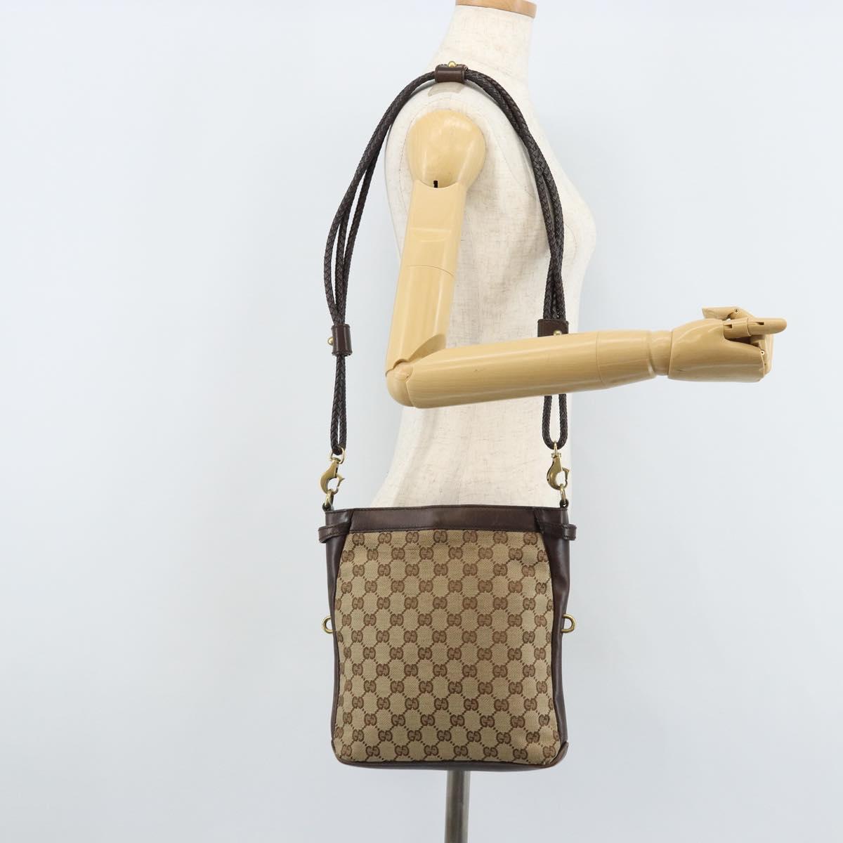 GUCCI GG Canvas Shoulder Bag Beige Gold 109106 Auth 173911