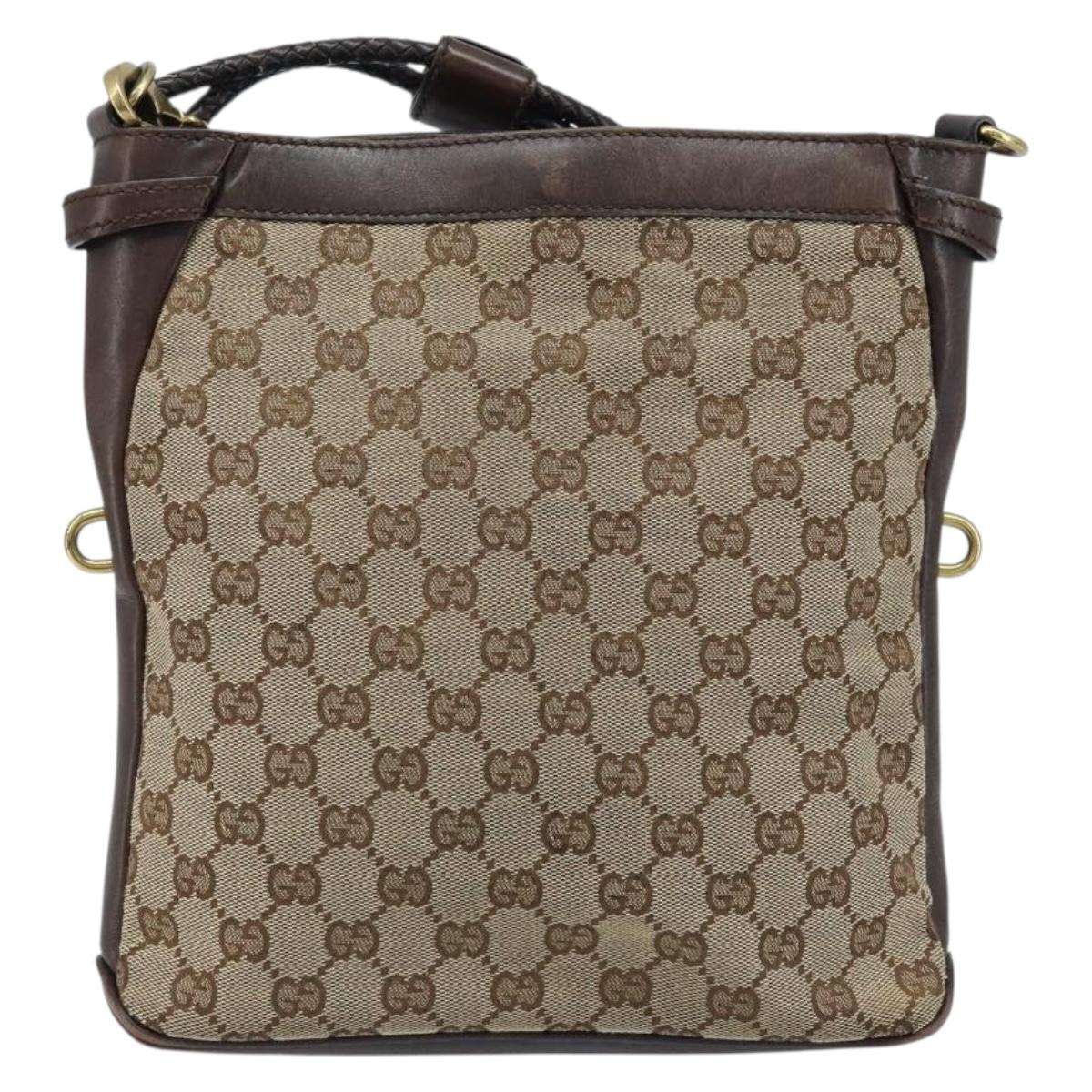 GUCCI GG Canvas Shoulder Bag Beige Gold 109106 Auth 173911