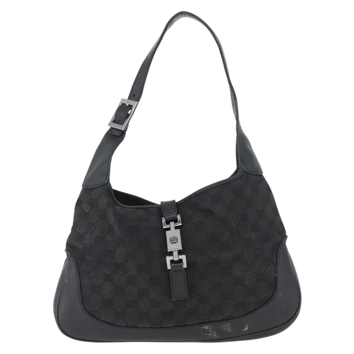 GUCCI Jackie GG Canvas Shoulder Bag Beige Silver 00963 Auth 173912