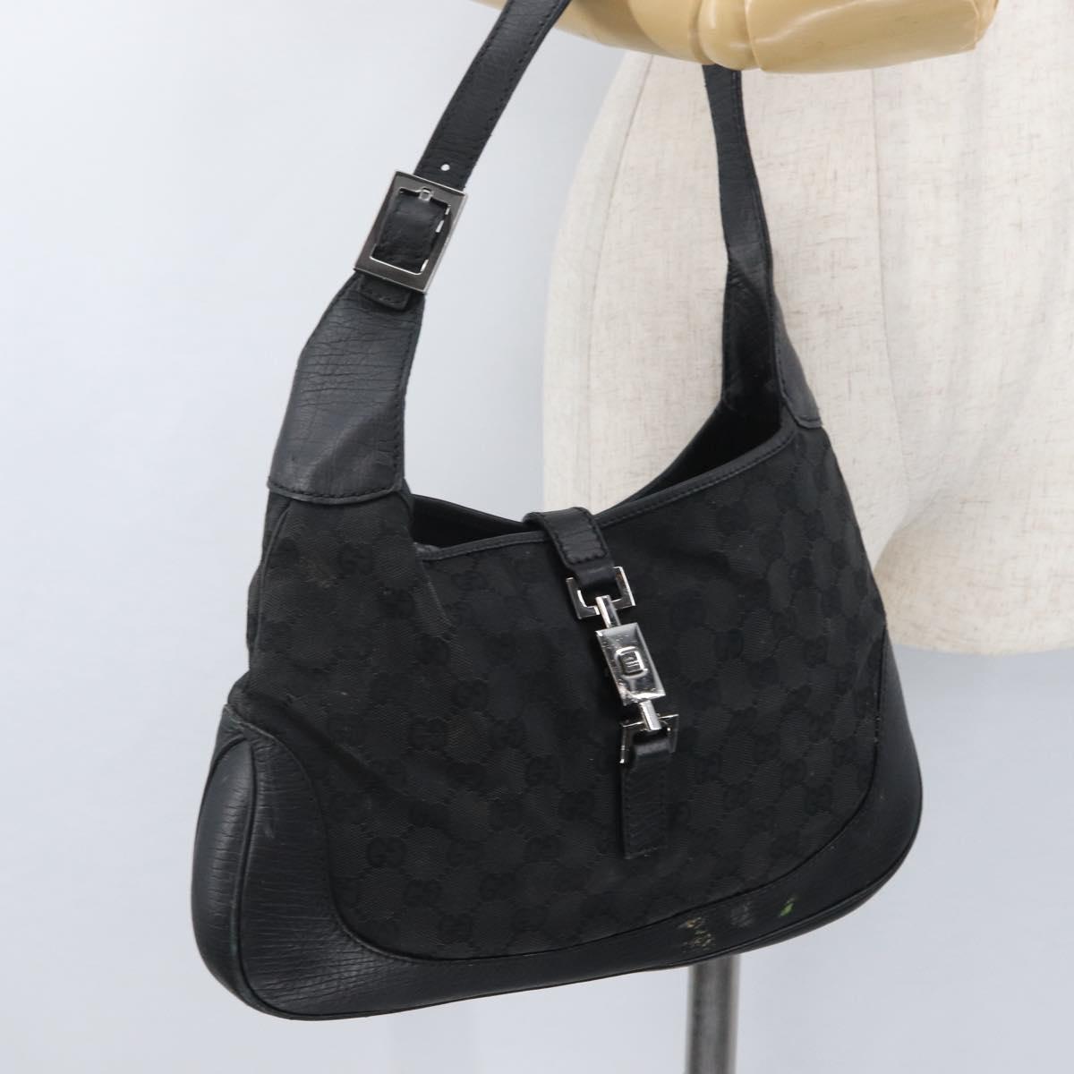 GUCCI Jackie GG Canvas Shoulder Bag Beige Silver 00963 Auth 173912
