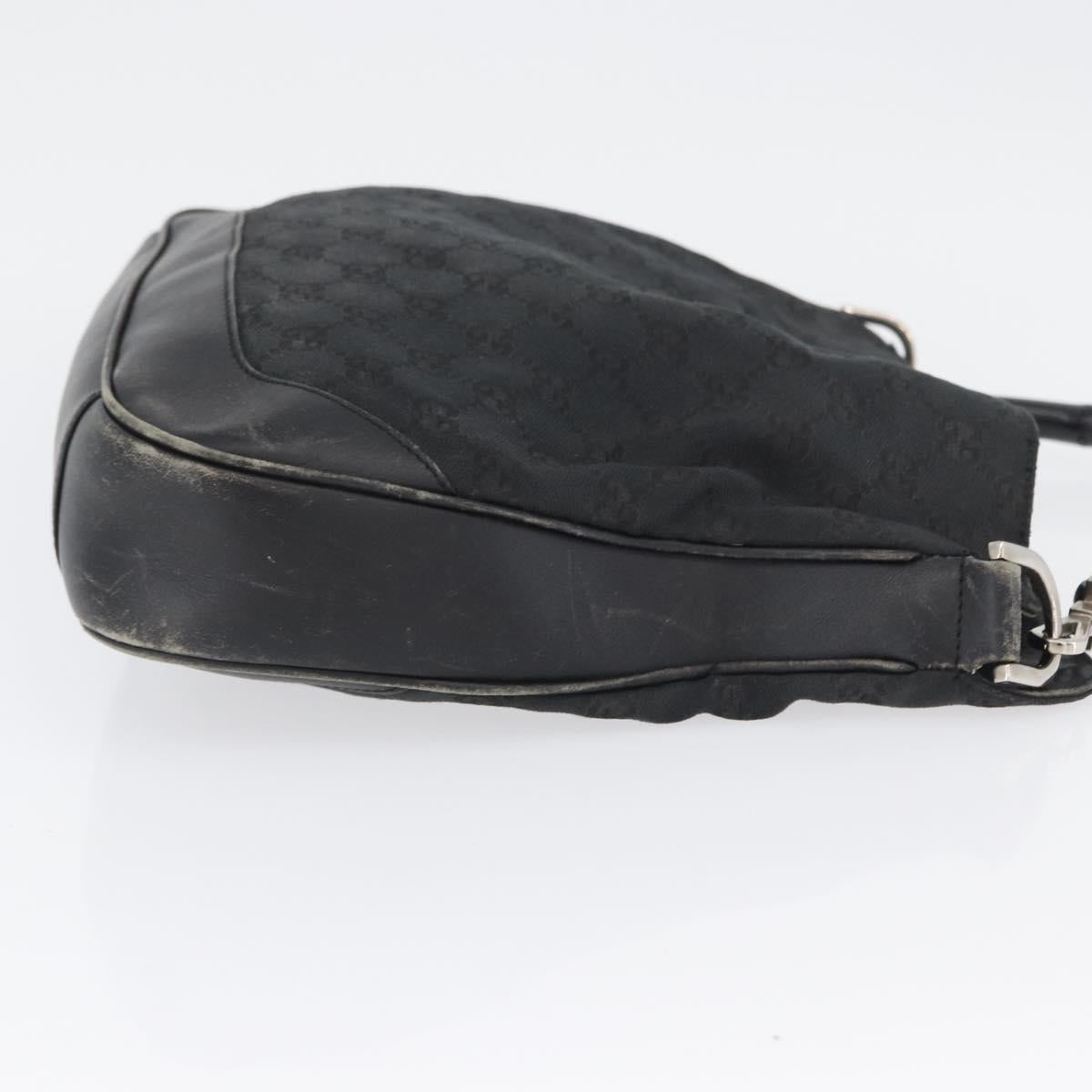 GUCCI Bamboo GG Canvas Hand Bag Black Silver 001 4095 Auth 173913