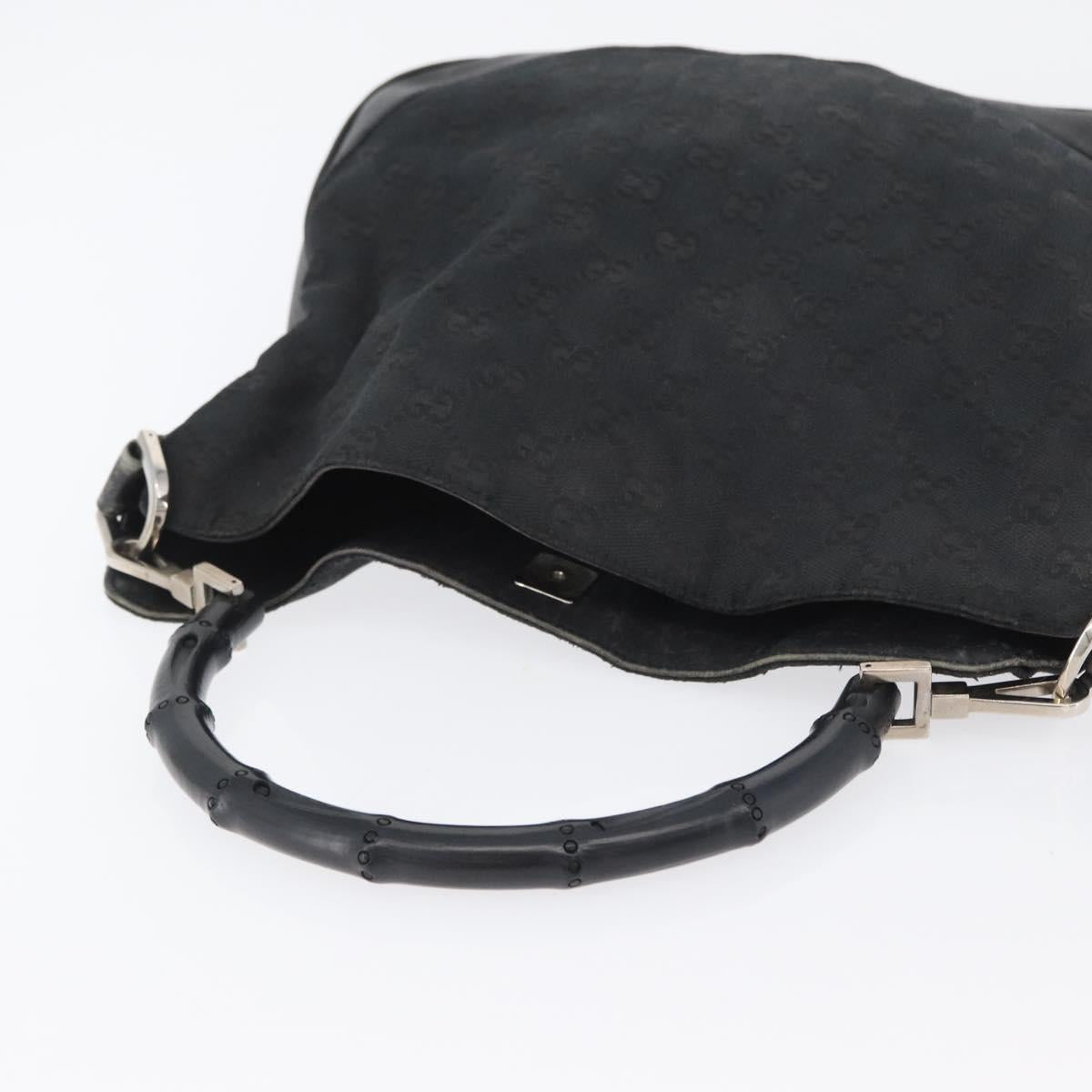GUCCI Bamboo GG Canvas Hand Bag Black Silver 001 4095 Auth 173913
