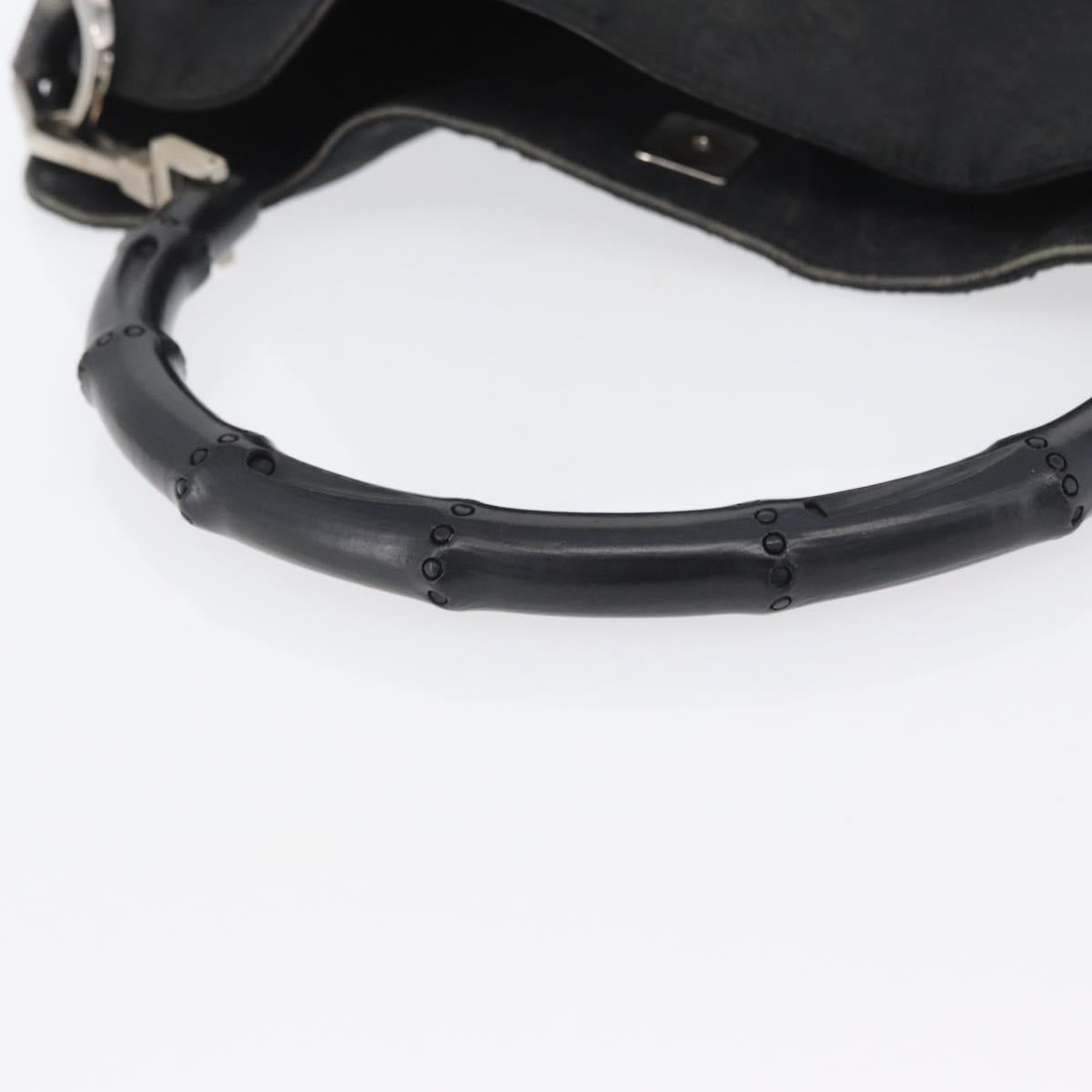 GUCCI Bamboo GG Canvas Hand Bag Black Silver 001 4095 Auth 173913