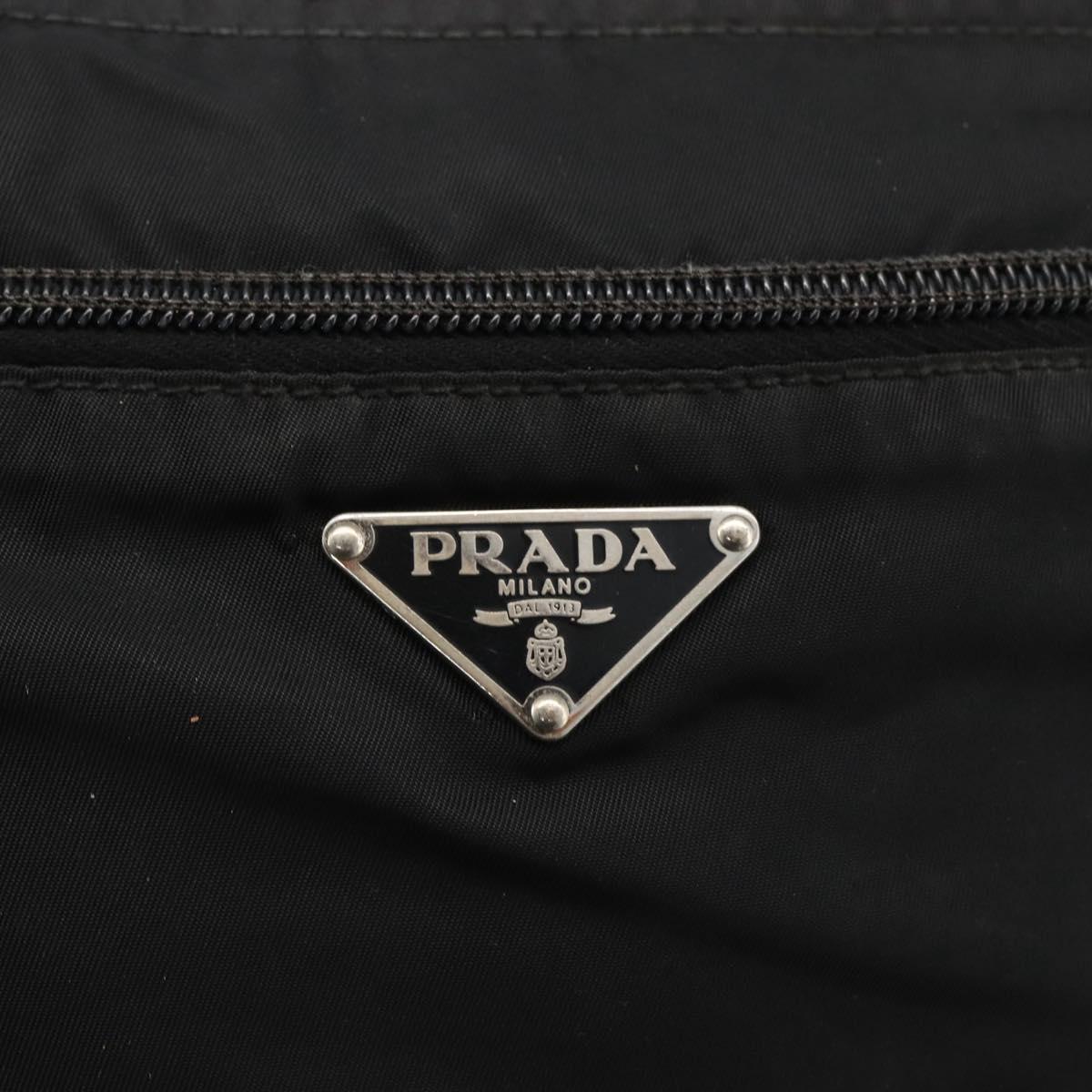 PRADA Shoulder Bag Nylon Black Silver Auth 173914