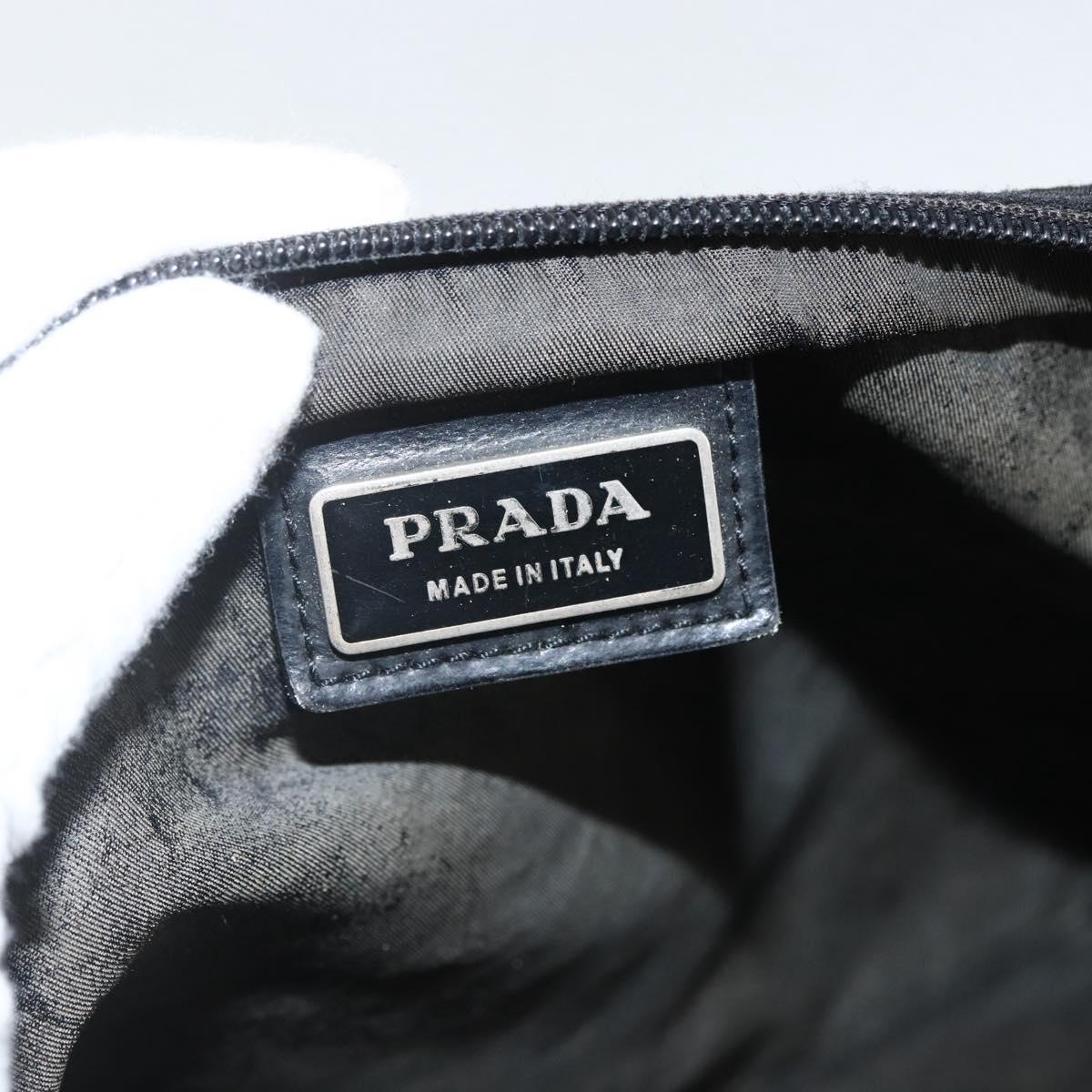 PRADA Shoulder Bag Nylon Black Silver Auth 173914