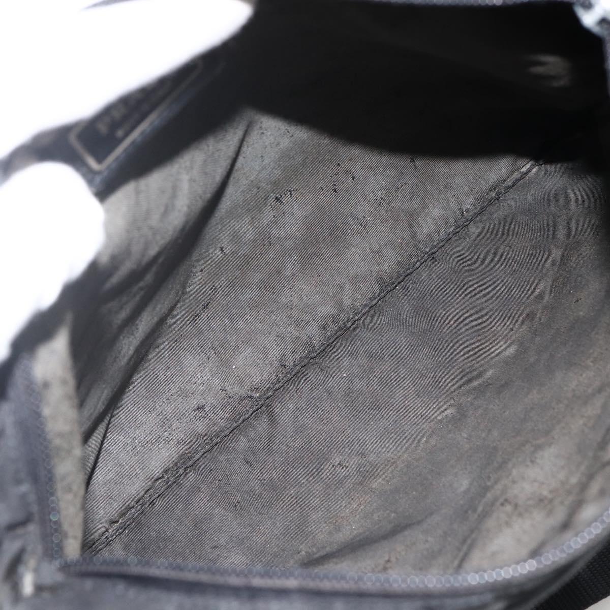 PRADA Shoulder Bag Nylon Black Silver Auth 173914