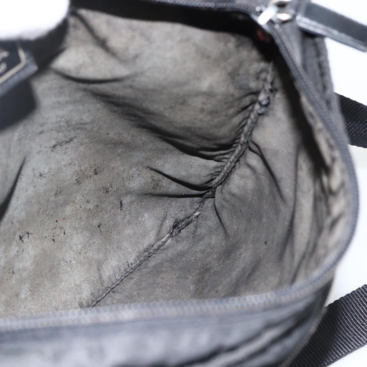 PRADA Shoulder Bag Nylon Black Silver Auth 173914