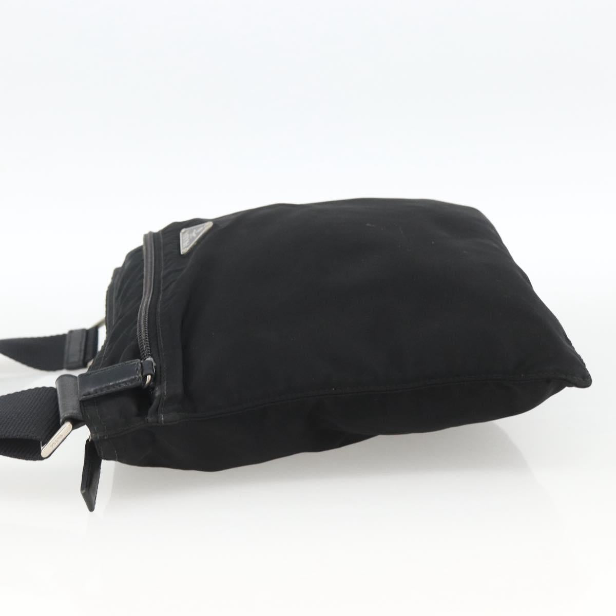 PRADA Shoulder Bag Nylon Black Silver Auth 173914