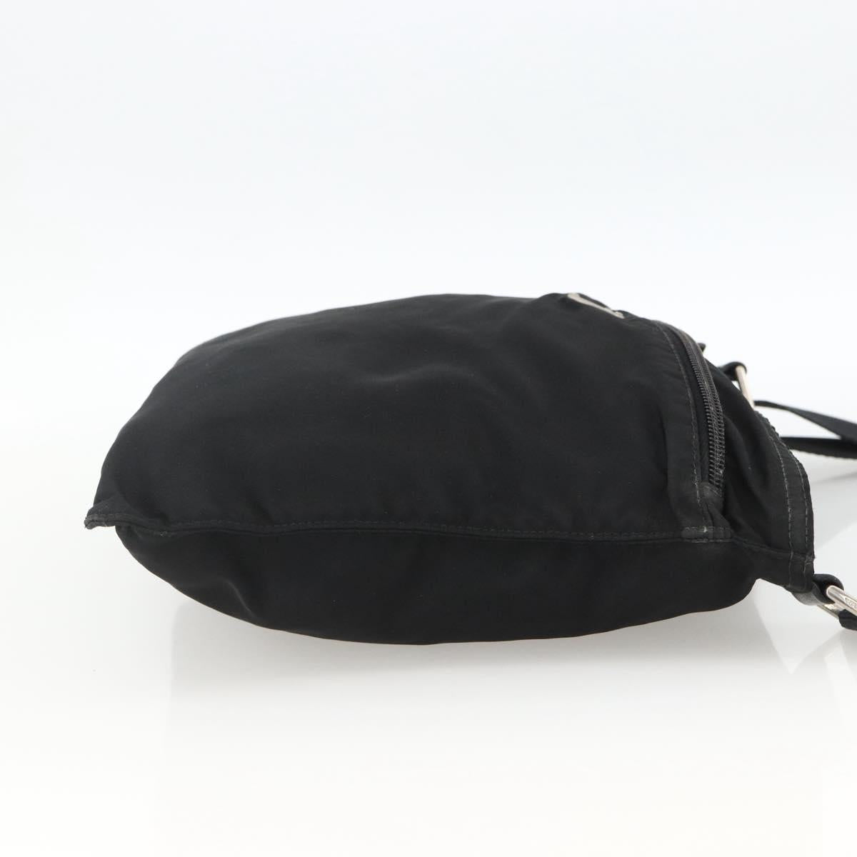 PRADA Shoulder Bag Nylon Black Silver Auth 173914