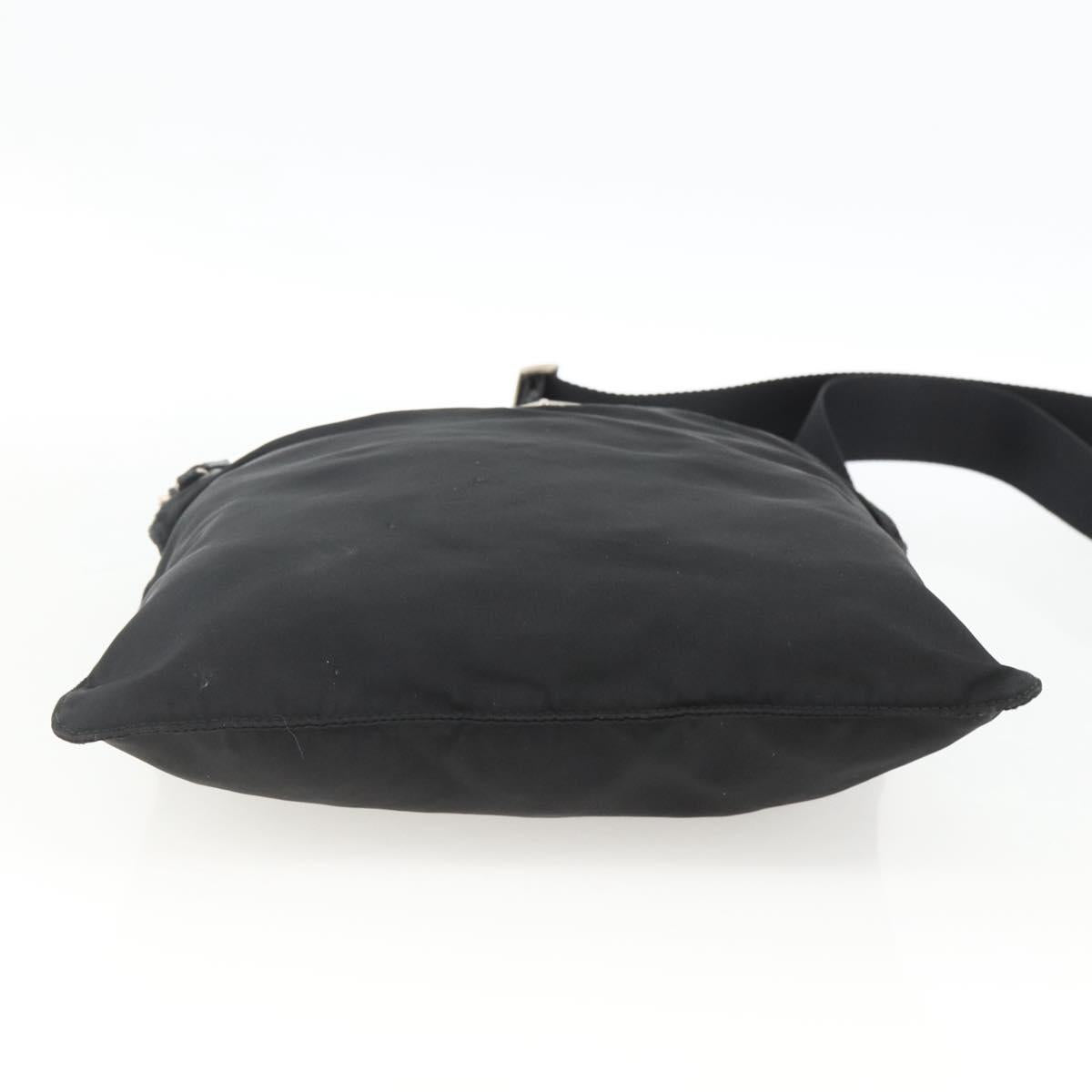PRADA Shoulder Bag Nylon Black Silver Auth 173914