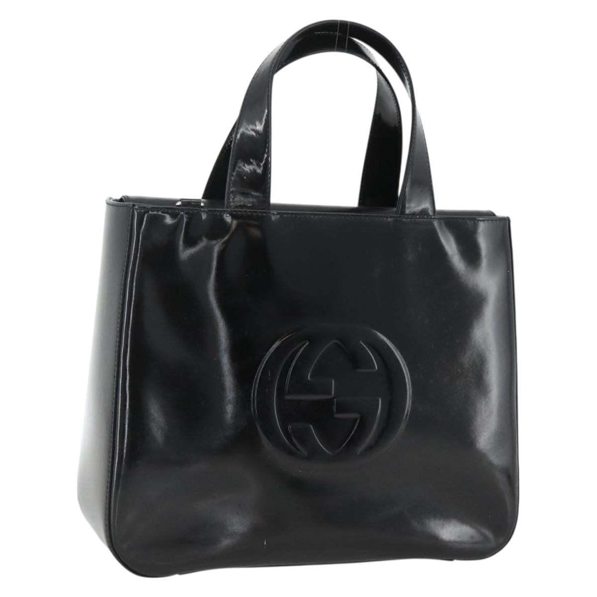 GUCCI Hand Bag Patent leather Black Silver 000 1013 0504 Auth 173915