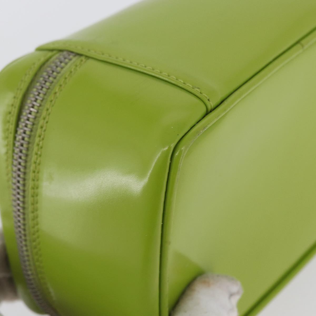GUCCI Bamboo Vanity Pouch Patent leather Green Silver 032 1956 0151 Auth 173916