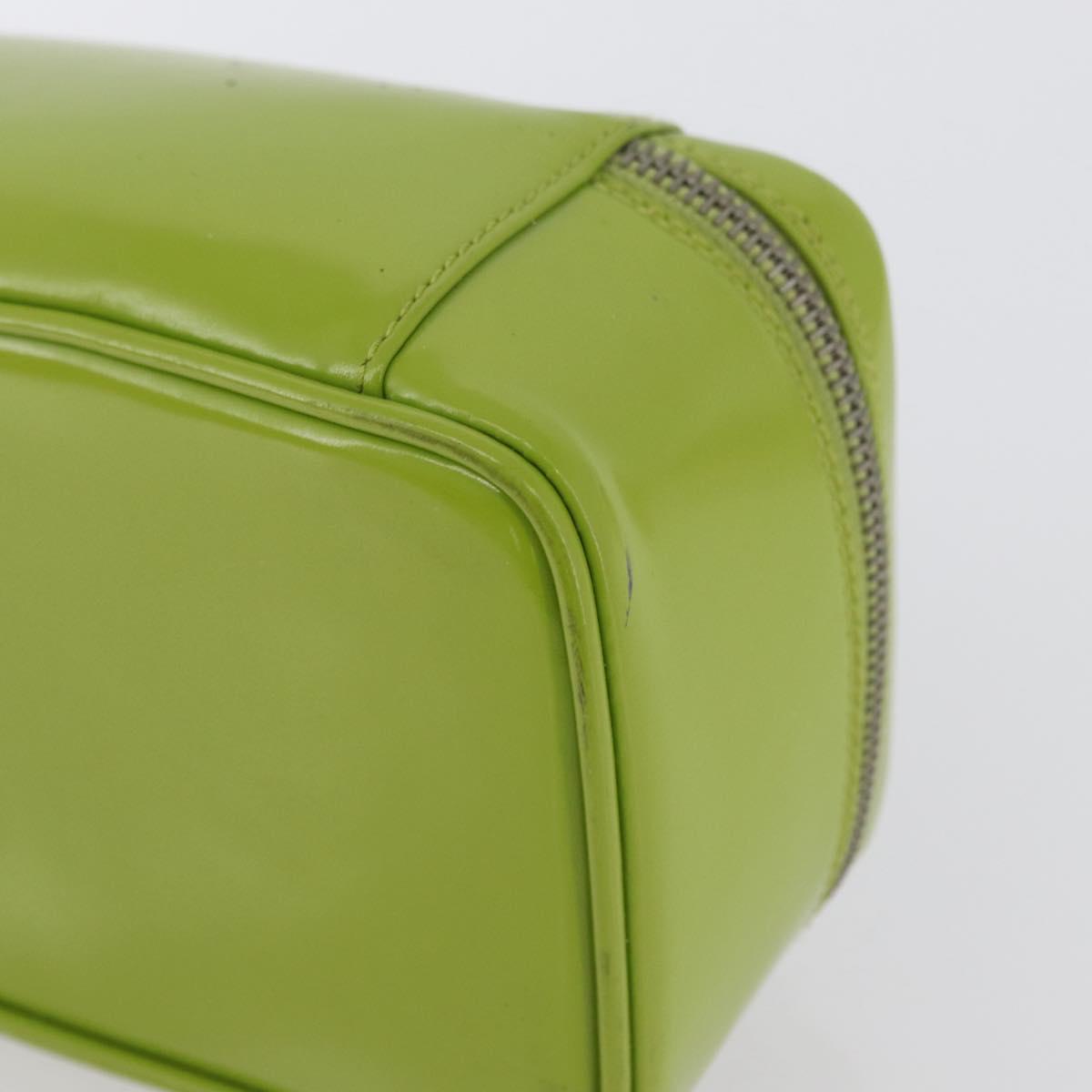 GUCCI Bamboo Vanity Pouch Patent leather Green Silver 032 1956 0151 Auth 173916