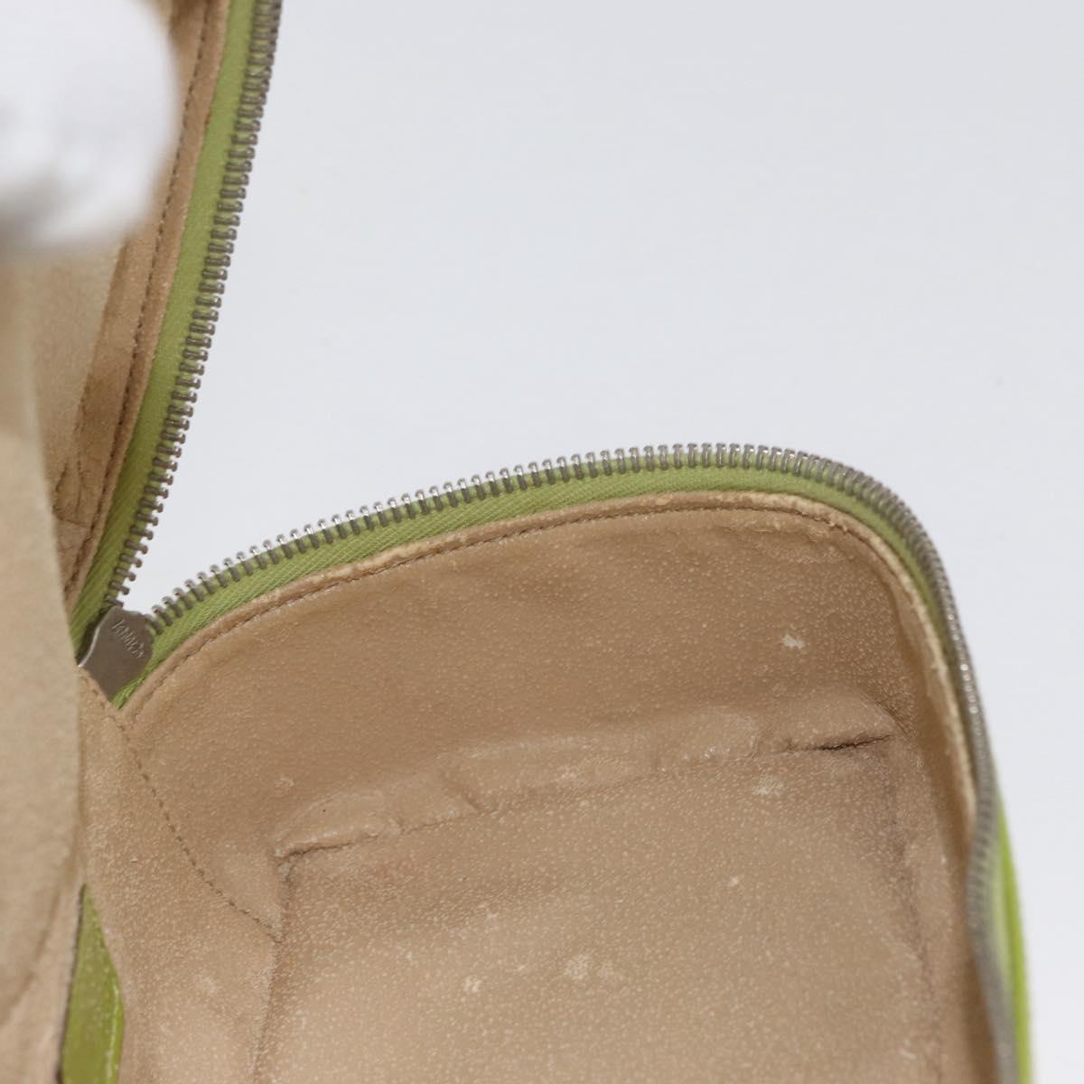 GUCCI Bamboo Vanity Pouch Patent leather Green Silver 032 1956 0151 Auth 173916