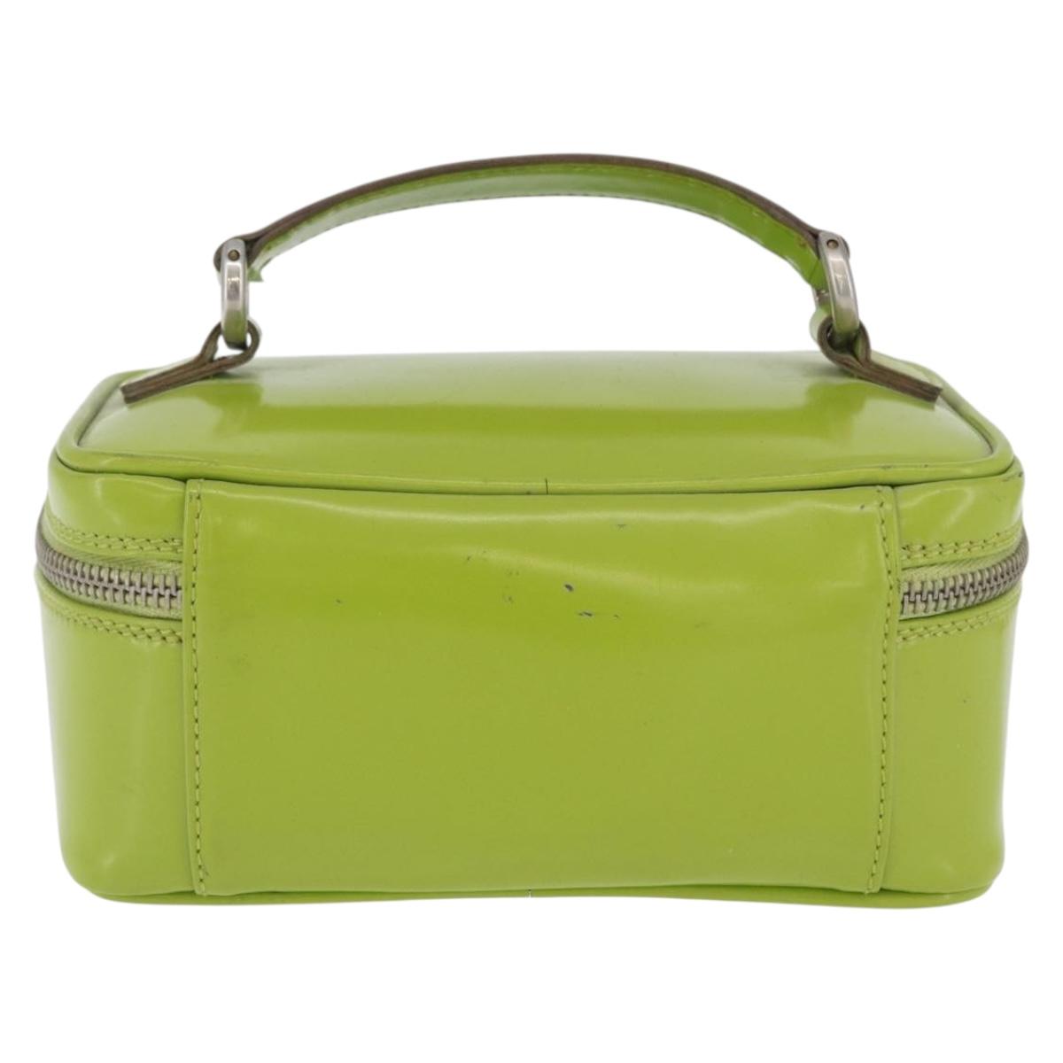 GUCCI Bamboo Vanity Pouch Patent leather Green Silver 032 1956 0151 Auth 173916