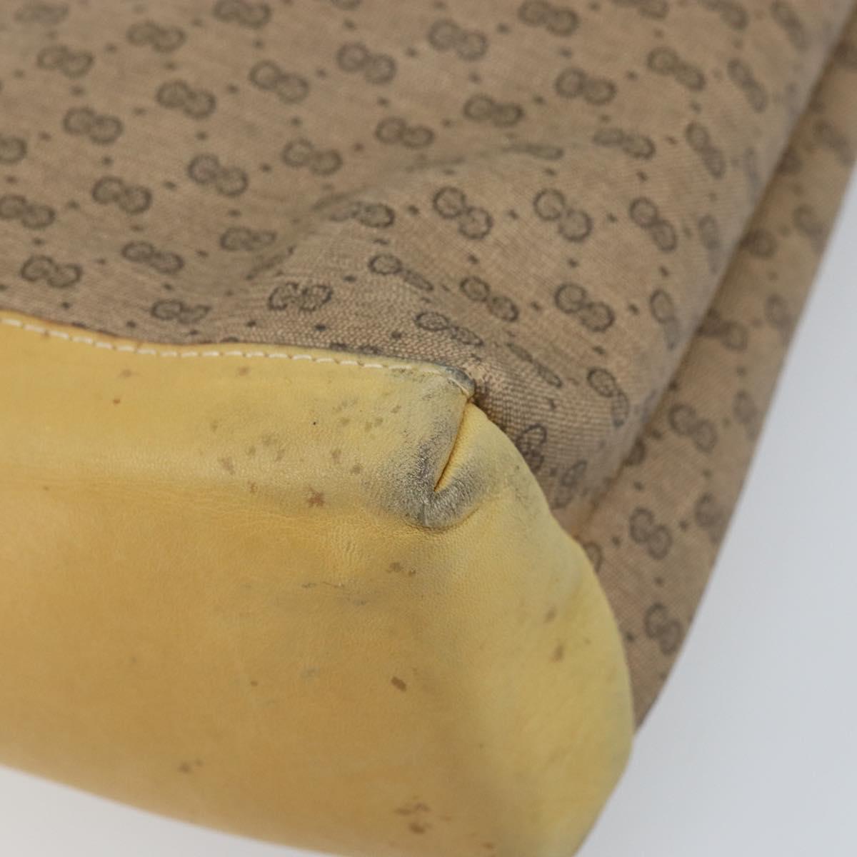 GUCCI Micro GG Supreme Hand Bag PVC Leather Beige Gold Auth 173918