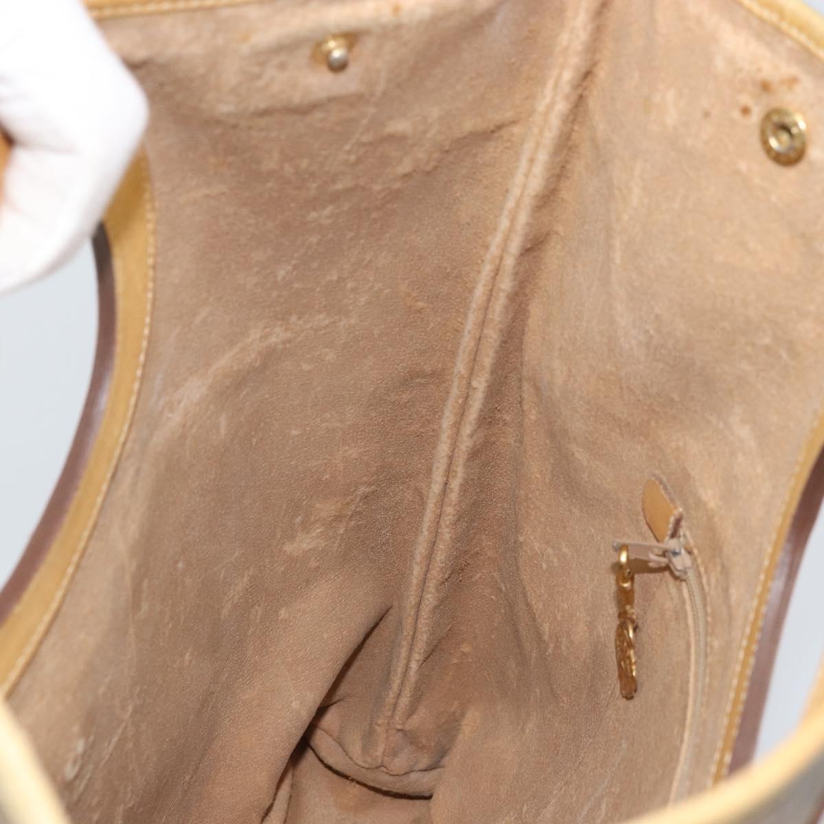 GUCCI Micro GG Supreme Hand Bag PVC Leather Beige Gold Auth 173918