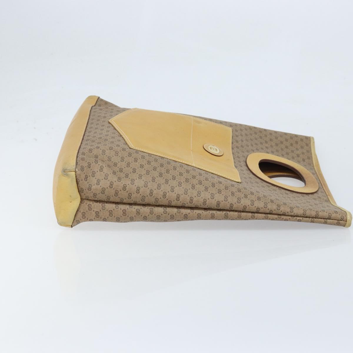 GUCCI Micro GG Supreme Hand Bag PVC Leather Beige Gold Auth 173918