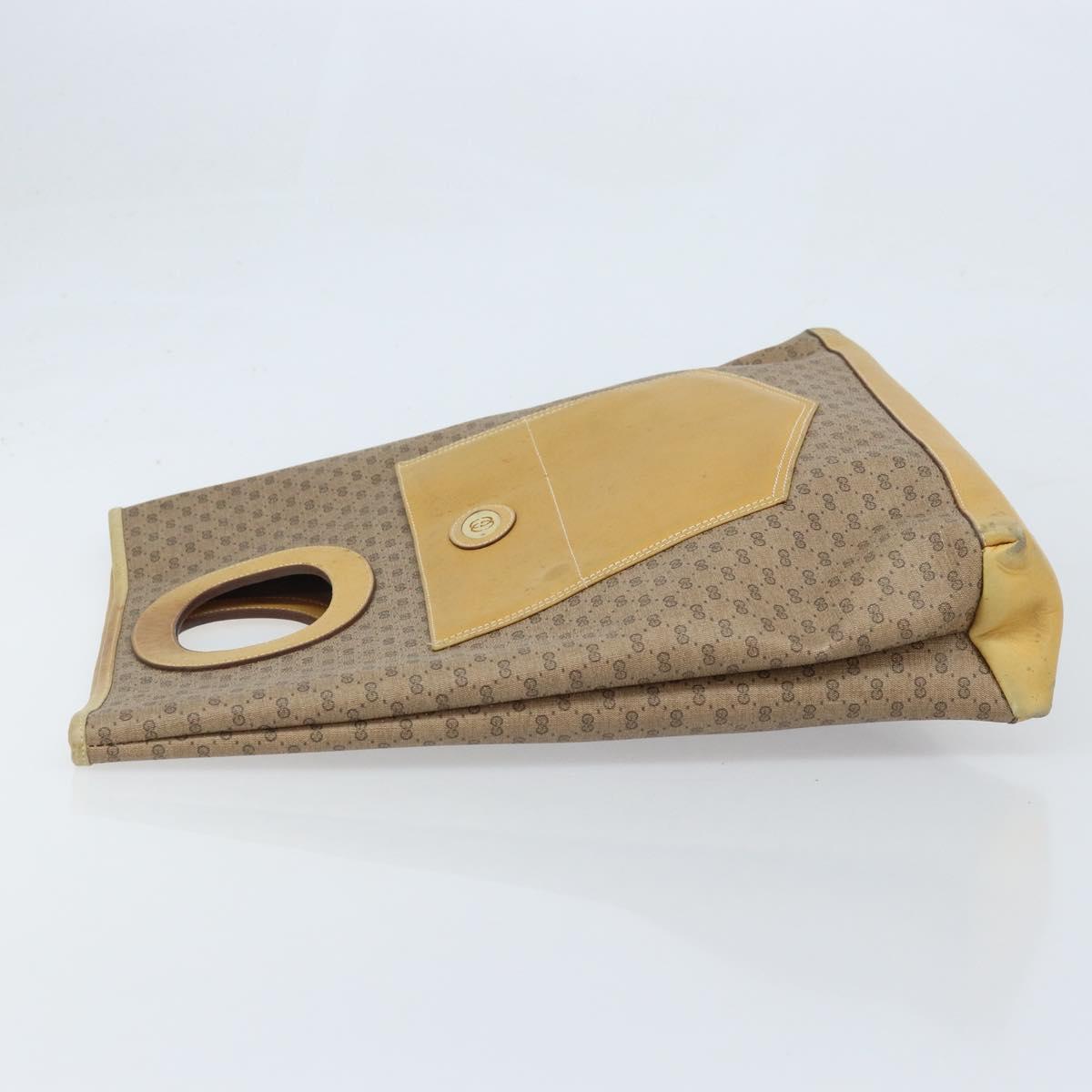GUCCI Micro GG Supreme Hand Bag PVC Leather Beige Gold Auth 173918