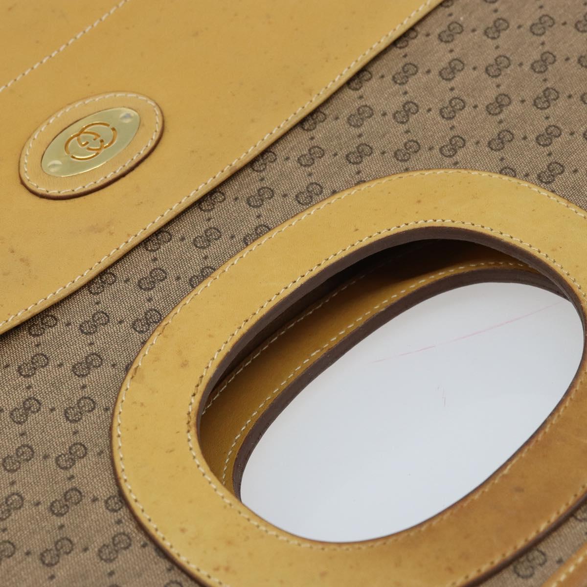 GUCCI Micro GG Supreme Hand Bag PVC Leather Beige Gold Auth 173918