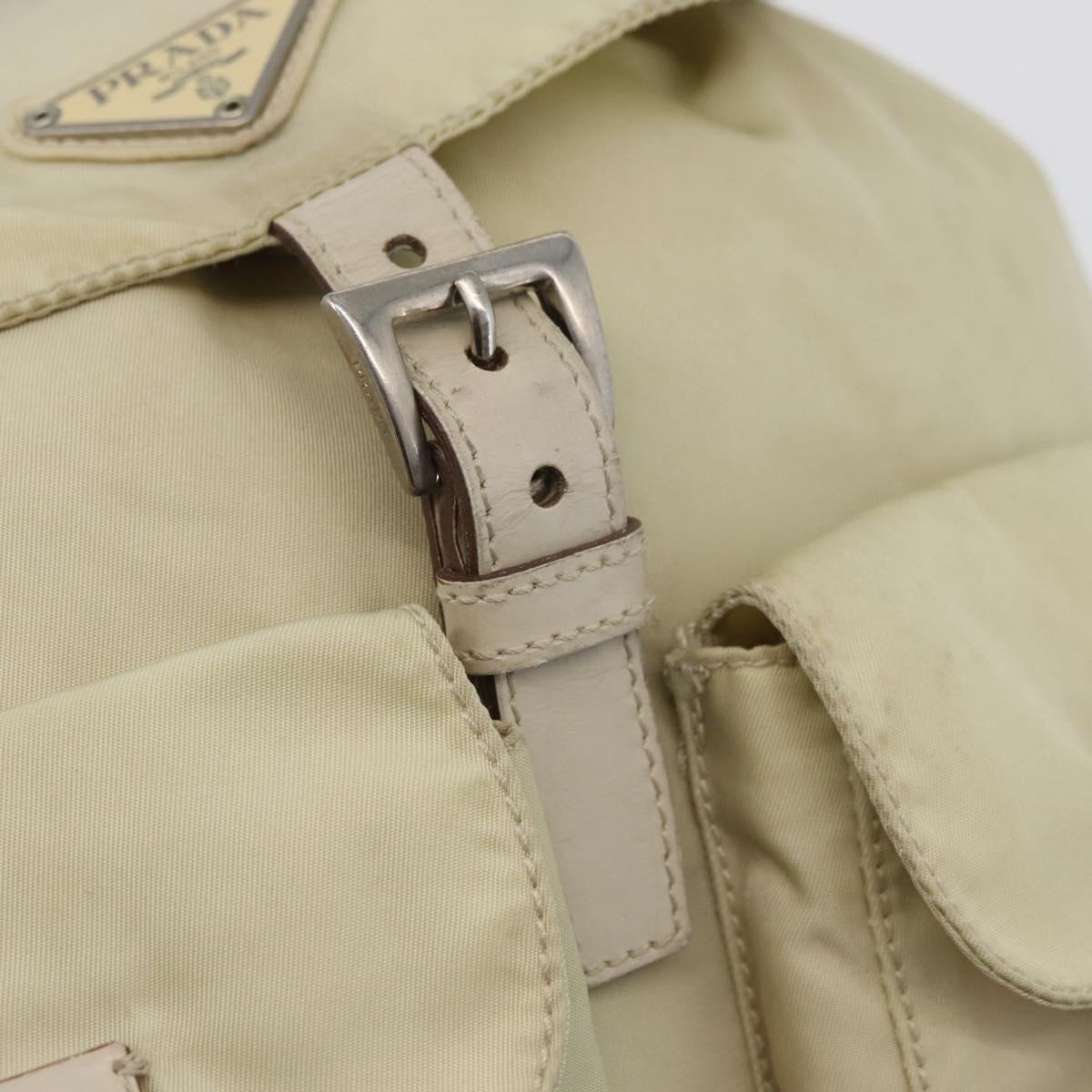 PRADA Backpack Nylon Ivory Silver Auth 173920
