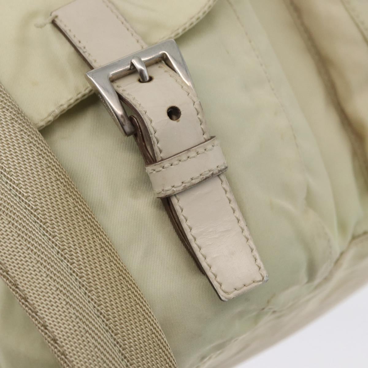 PRADA Backpack Nylon Ivory Silver Auth 173920